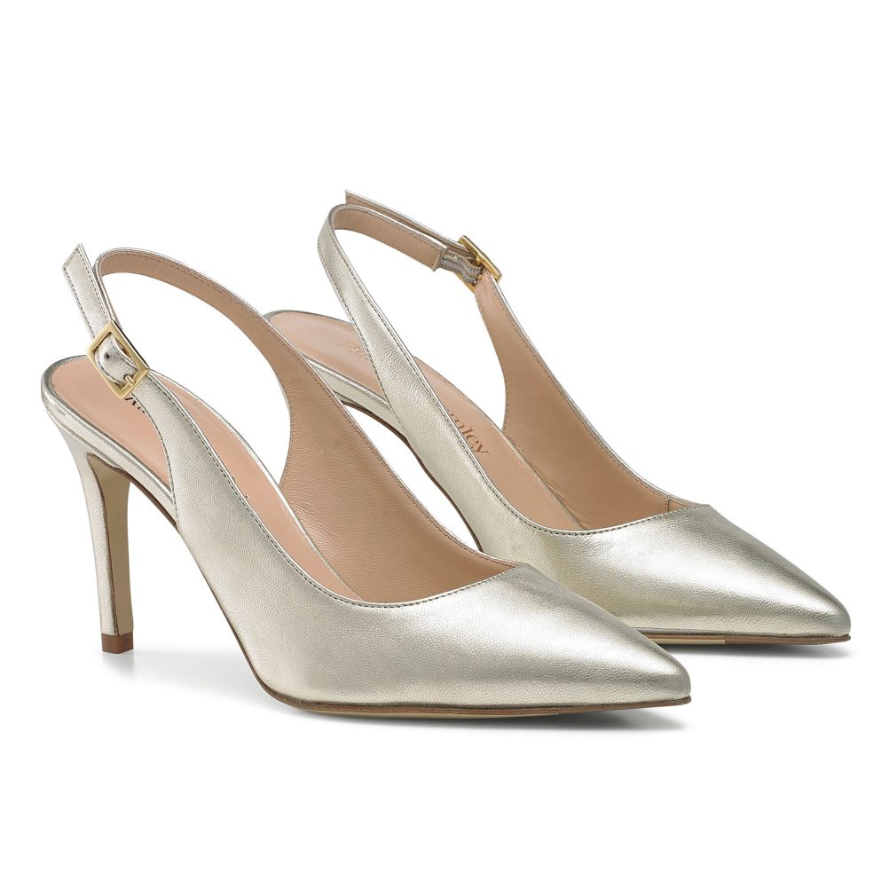 Russell And Bromley 85mm Slingback Høye Hæler Dame Gull | 123LEYXW