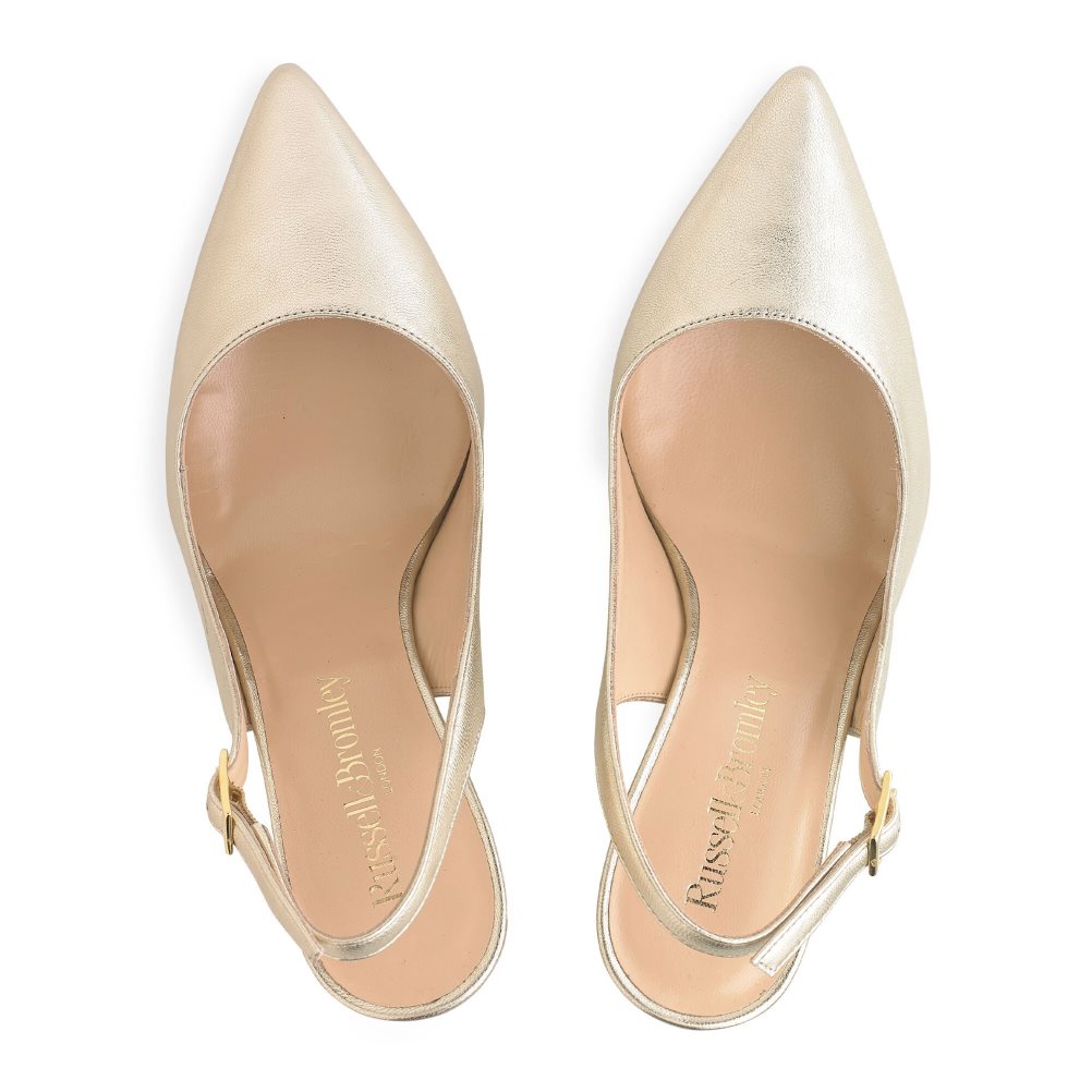 Russell And Bromley 85mm Slingback Høye Hæler Dame Gull | 123LEYXW