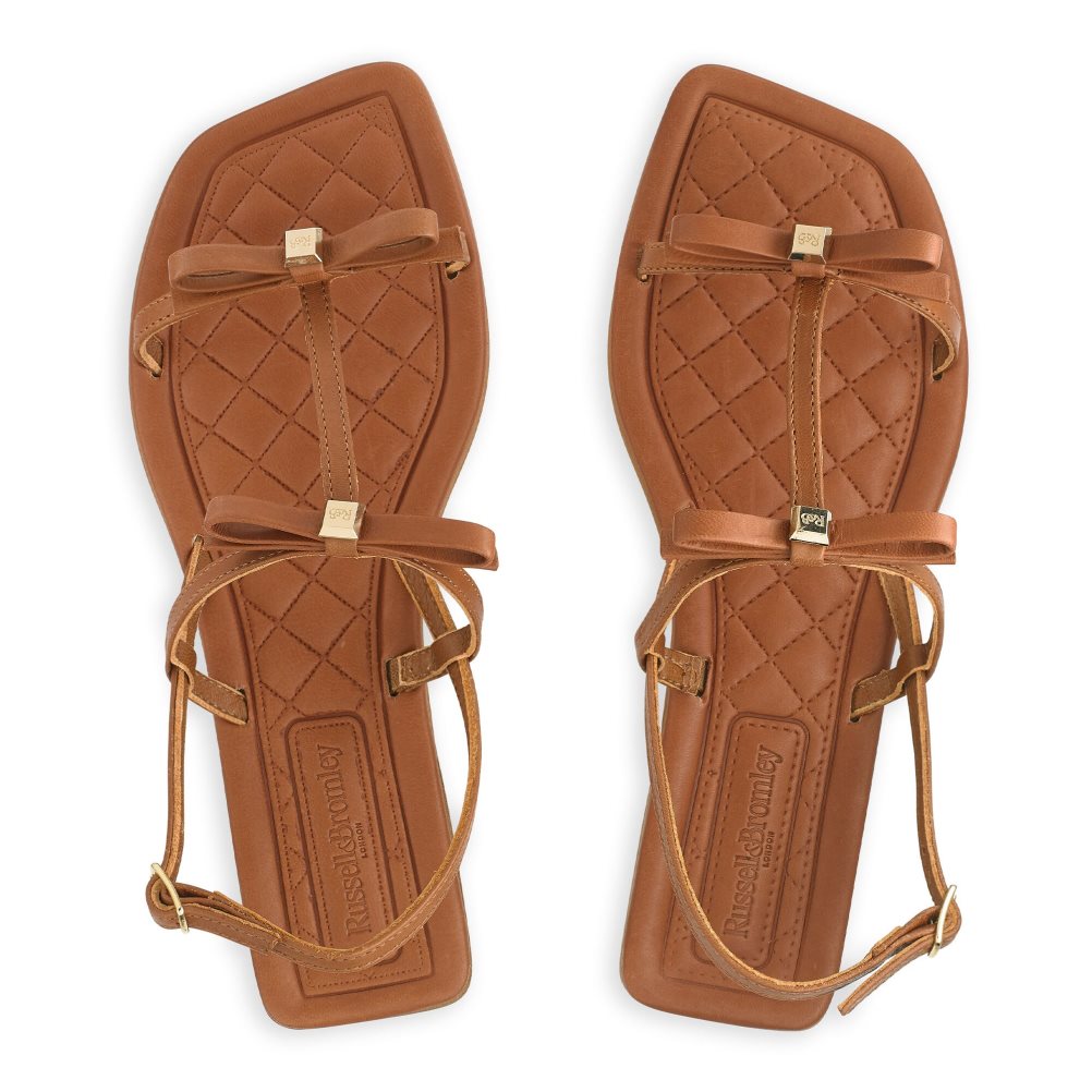 Russell And Bromley Beau Beau Double Bow Flate Sandaler Dame Brune | 753VUTXM