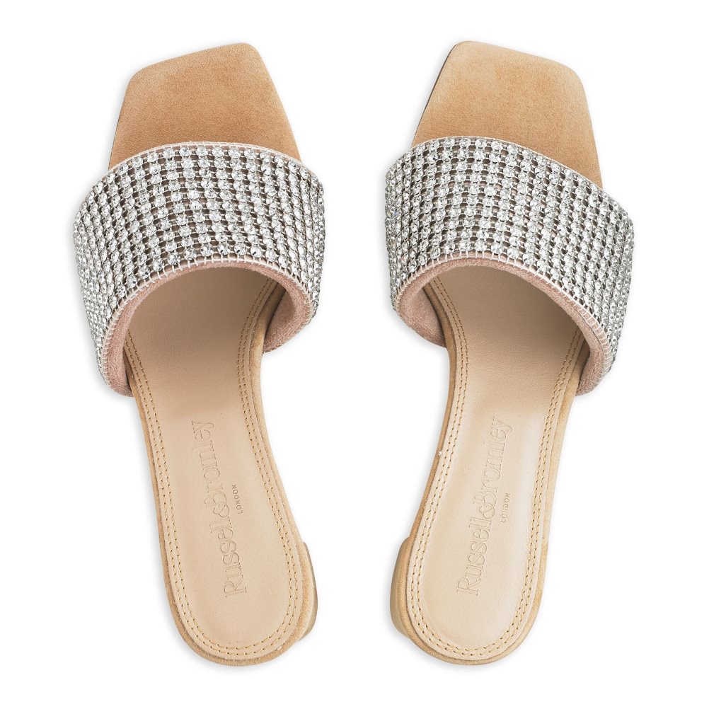 Russell And Bromley Blingbloc Diamante Block Mules Sko Dame Sølv | 792LBGEQ