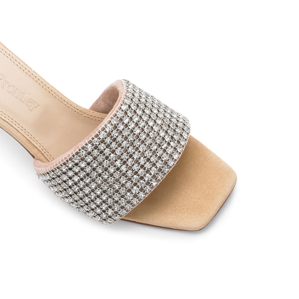 Russell And Bromley Blingbloc Diamante Block Mules Sko Dame Sølv | 792LBGEQ