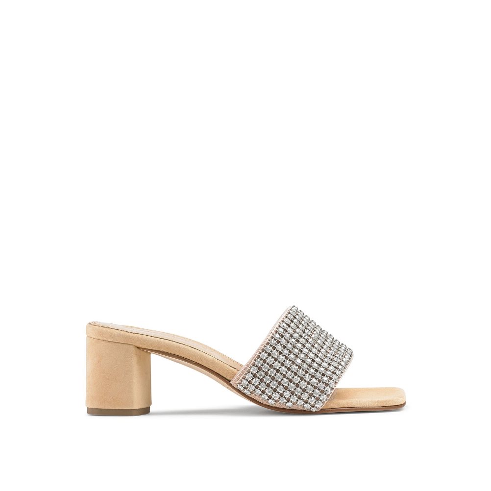 Russell And Bromley Blingbloc Diamante Block Mules Sko Dame Sølv | 792LBGEQ