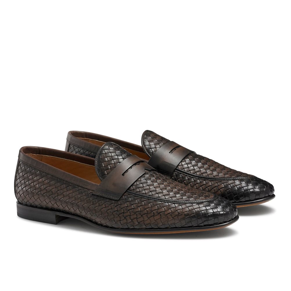 Russell And Bromley Bologna Weave Kjoler Sko Herre Sjokolade | 692DSQOX