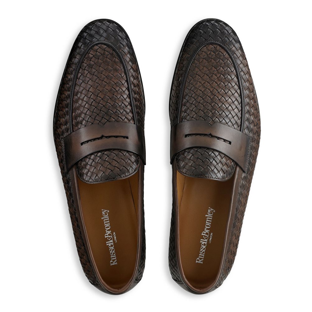 Russell And Bromley Bologna Weave Kjoler Sko Herre Sjokolade | 692DSQOX