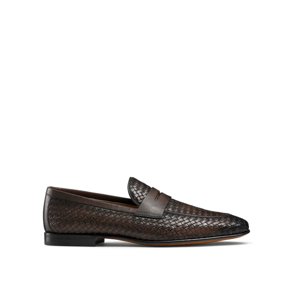 Russell And Bromley Bologna Weave Kjoler Sko Herre Sjokolade | 692DSQOX