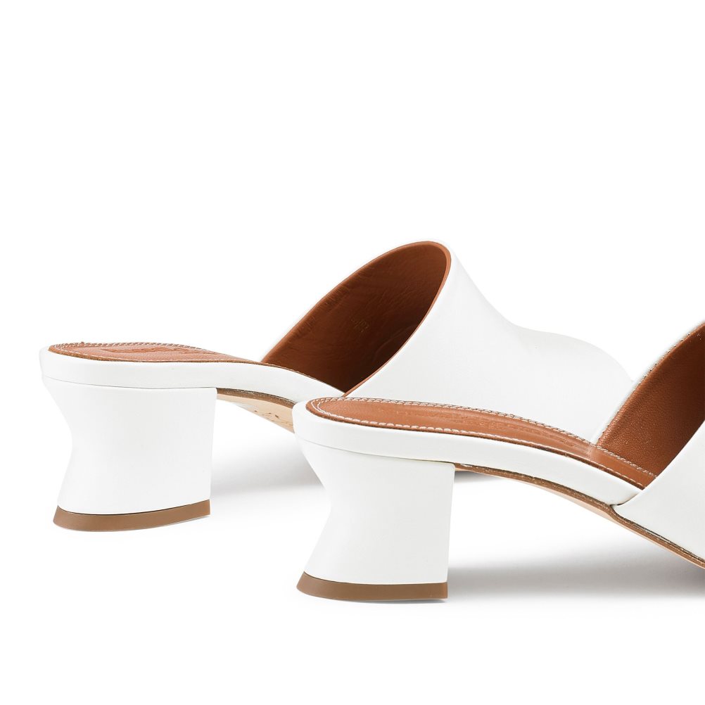 Russell And Bromley Bon Bon Mid Block Mules Sko Dame Hvite | 802BEMYR