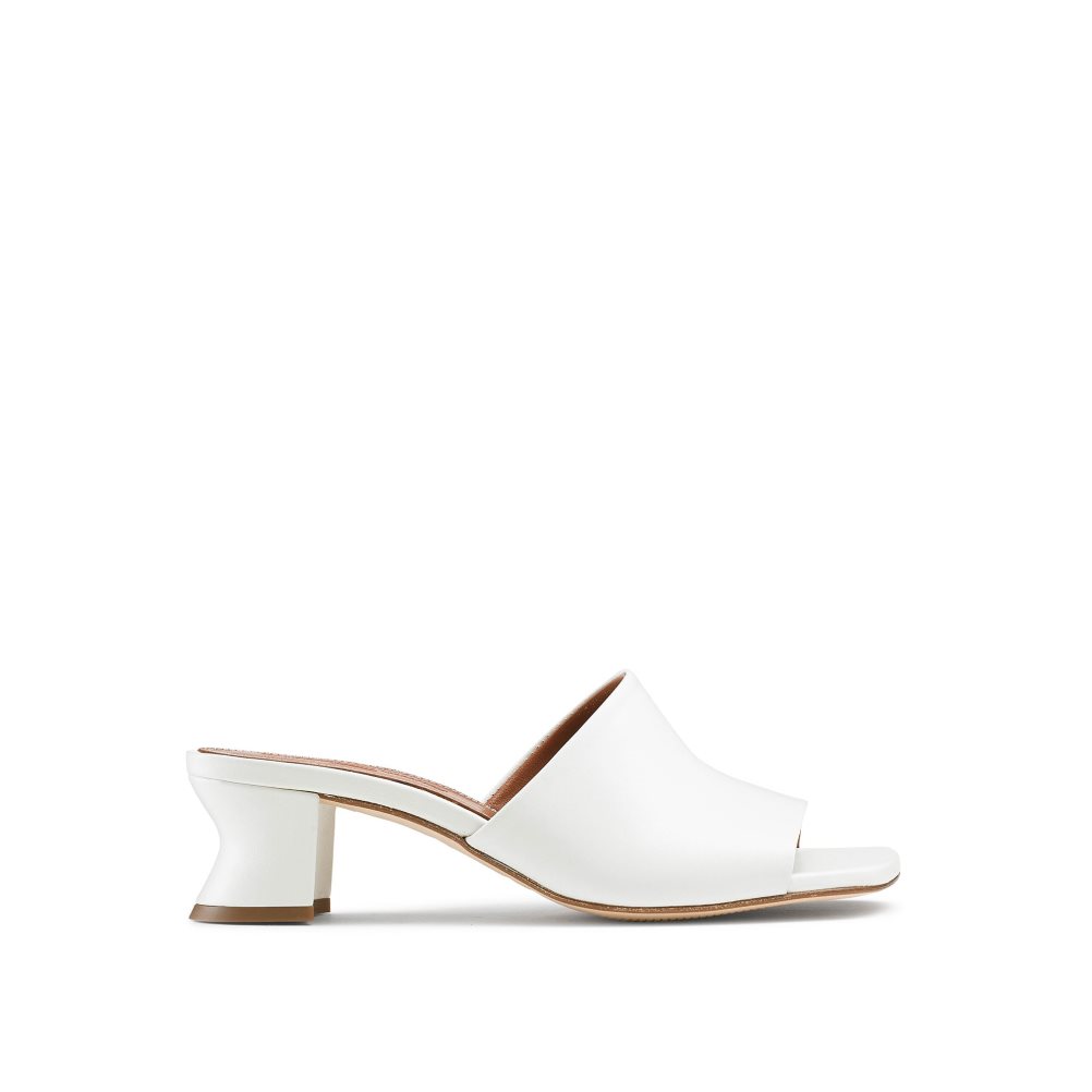 Russell And Bromley Bon Bon Mid Block Mules Sko Dame Hvite | 802BEMYR