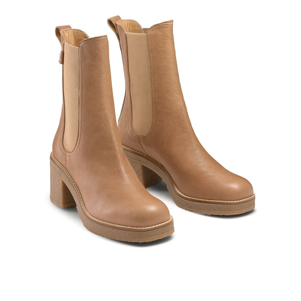 Russell And Bromley Bootcut Crepe Sole Chelsea Støvler Dame Brune | 312WDIOM