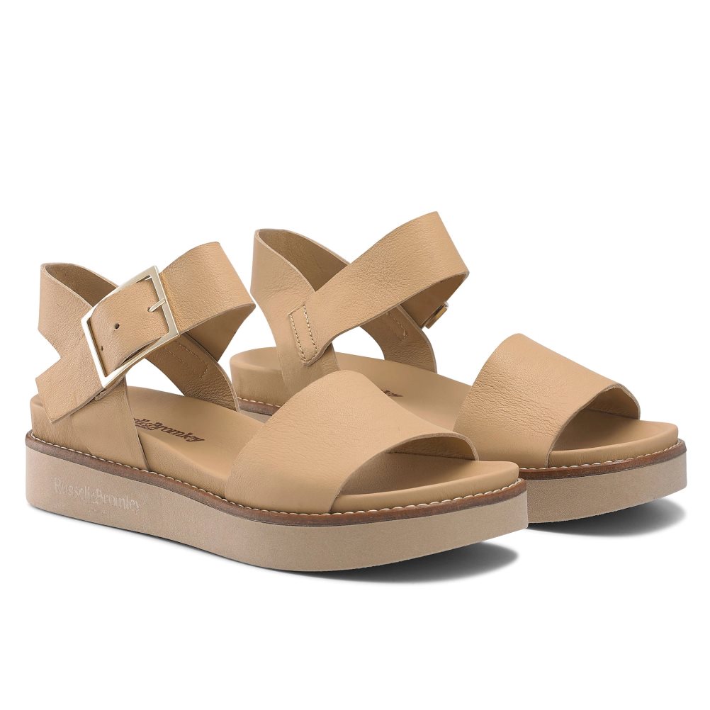 Russell And Bromley Boston Sports Flate Sandaler Dame Lyse Brune | 567RLKWU