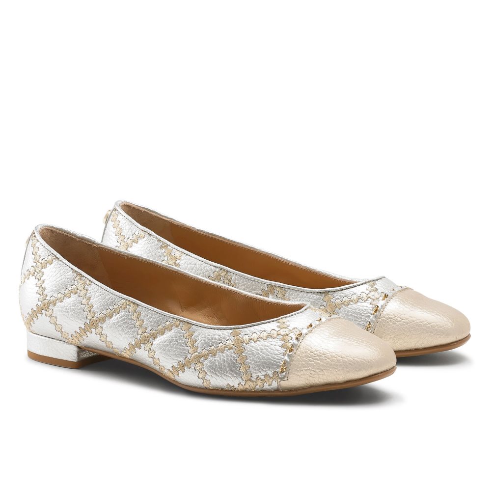 Russell And Bromley Boulevard2 Ballerinasko Dame Sølv Gull | 145BIGLT