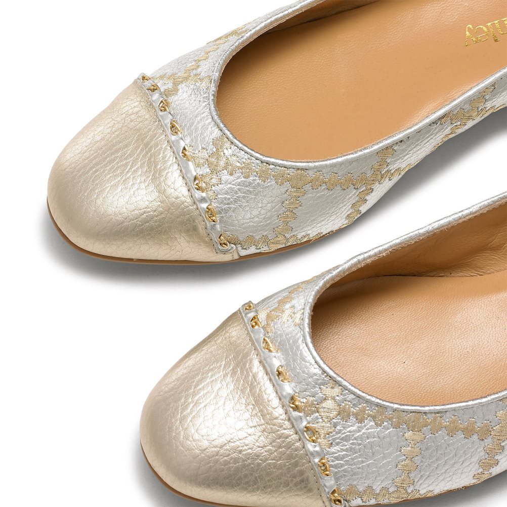 Russell And Bromley Boulevard2 Ballerinasko Dame Sølv Gull | 145BIGLT