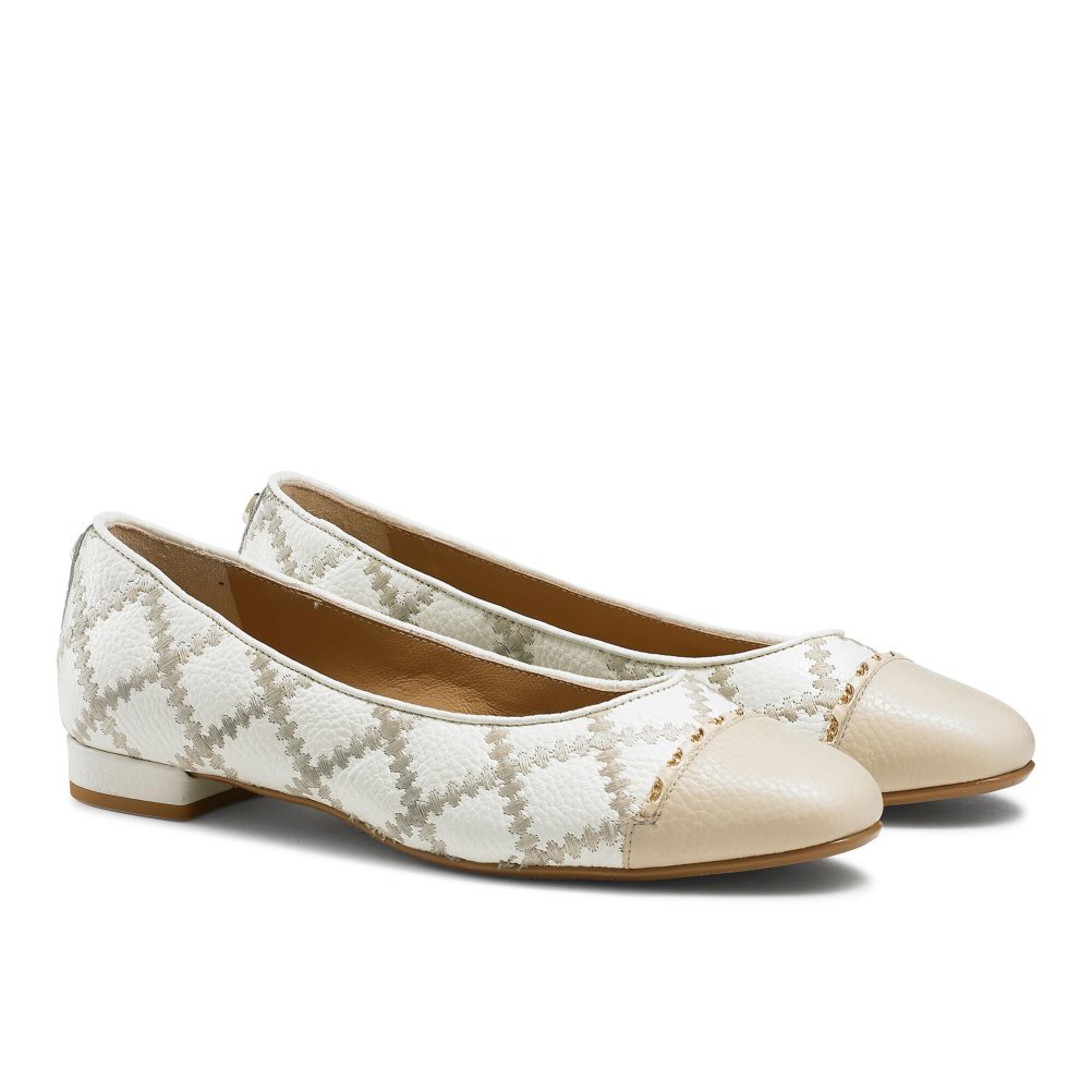 Russell And Bromley Boulevard2 Ballerinasko Dame Hvite Beige | 702AQRSC