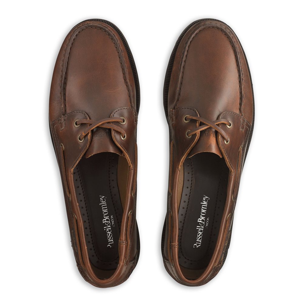 Russell And Bromley Bowline Waxy Lær Deck Fritidssko Herre Mørke Brune | 136VANEF