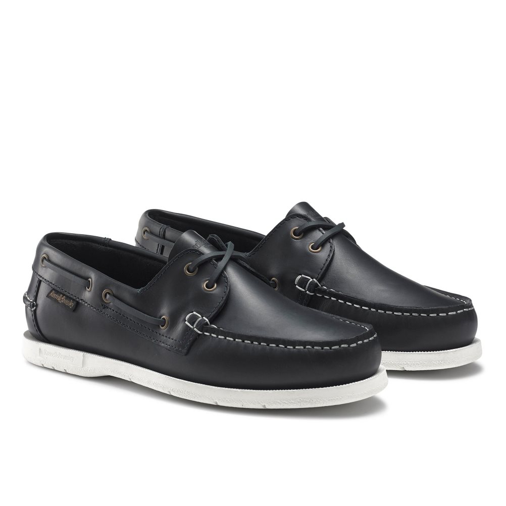 Russell And Bromley Bowline Waxy Lær Deck Fritidssko Herre Svarte | 170LKEUO