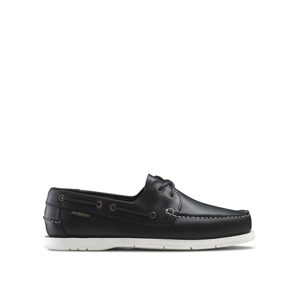 Russell And Bromley Bowline Waxy Lær Deck Fritidssko Herre Svarte | 170LKEUO