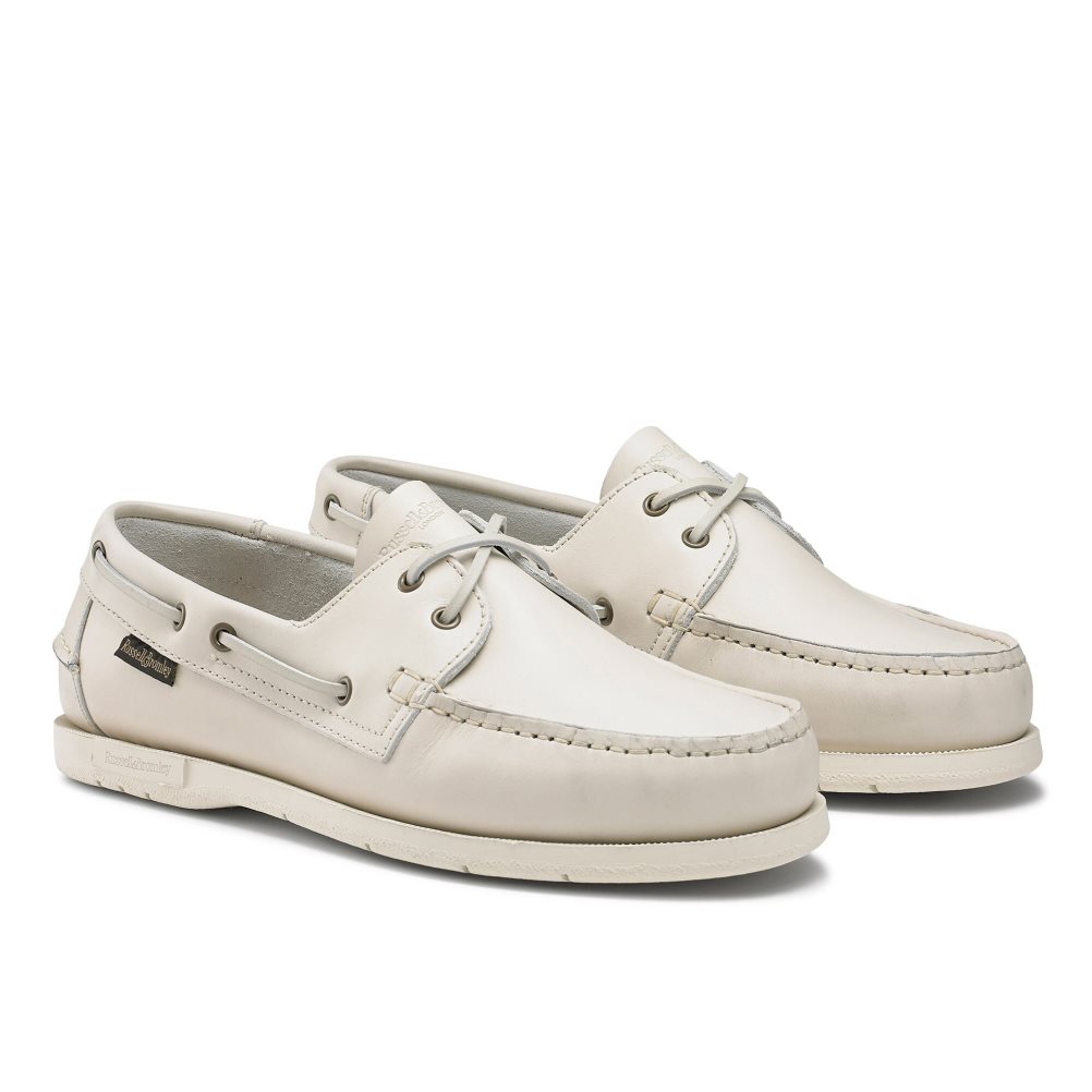 Russell And Bromley Bowline Waxy Lær Deck Fritidssko Herre Beige | 671XKBRD