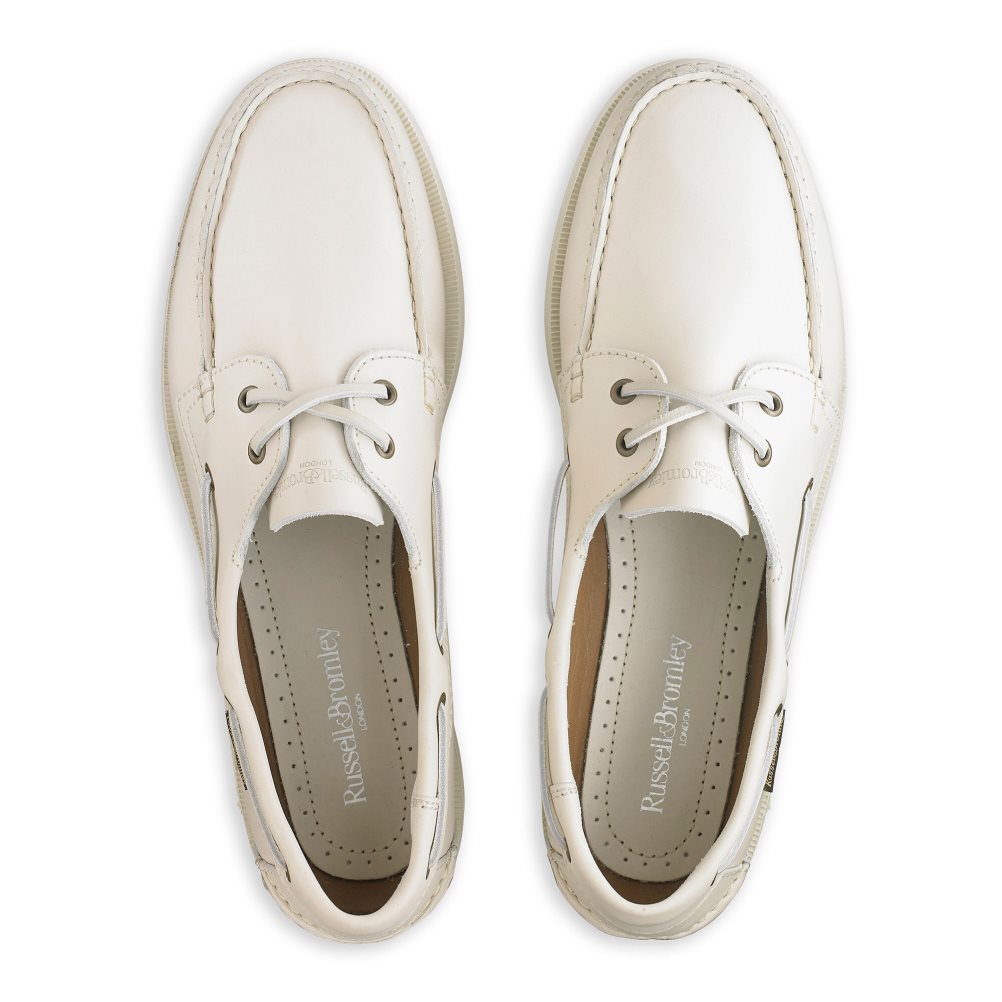 Russell And Bromley Bowline Waxy Lær Deck Fritidssko Herre Beige | 671XKBRD