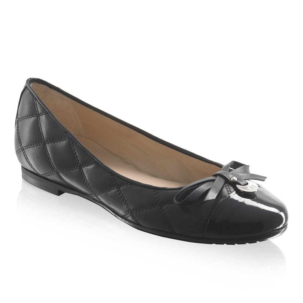 Russell And Bromley Charming Quilted Ballerinasko Dame Svarte | 403YMJUZ