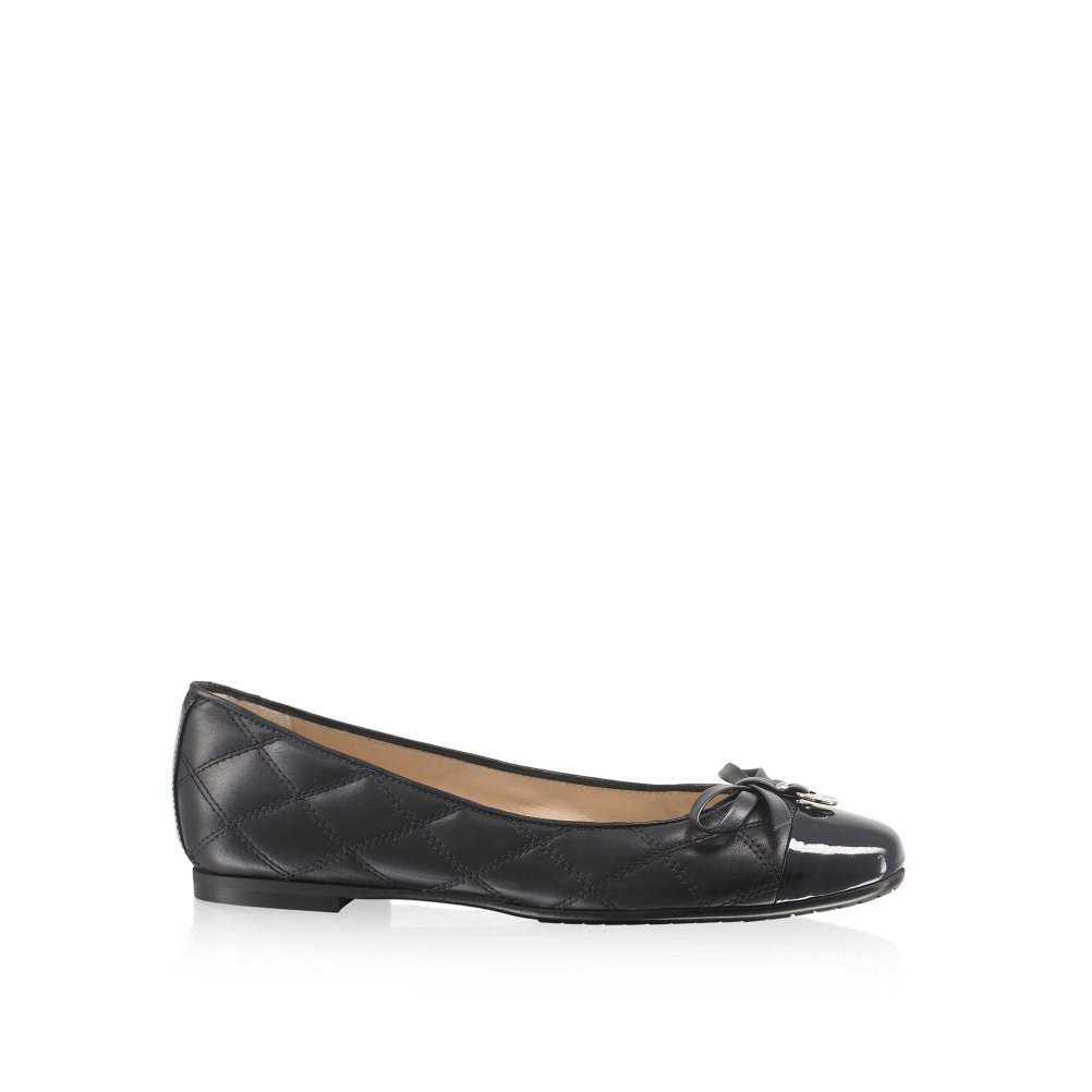 Russell And Bromley Charming Quilted Ballerinasko Dame Svarte | 403YMJUZ