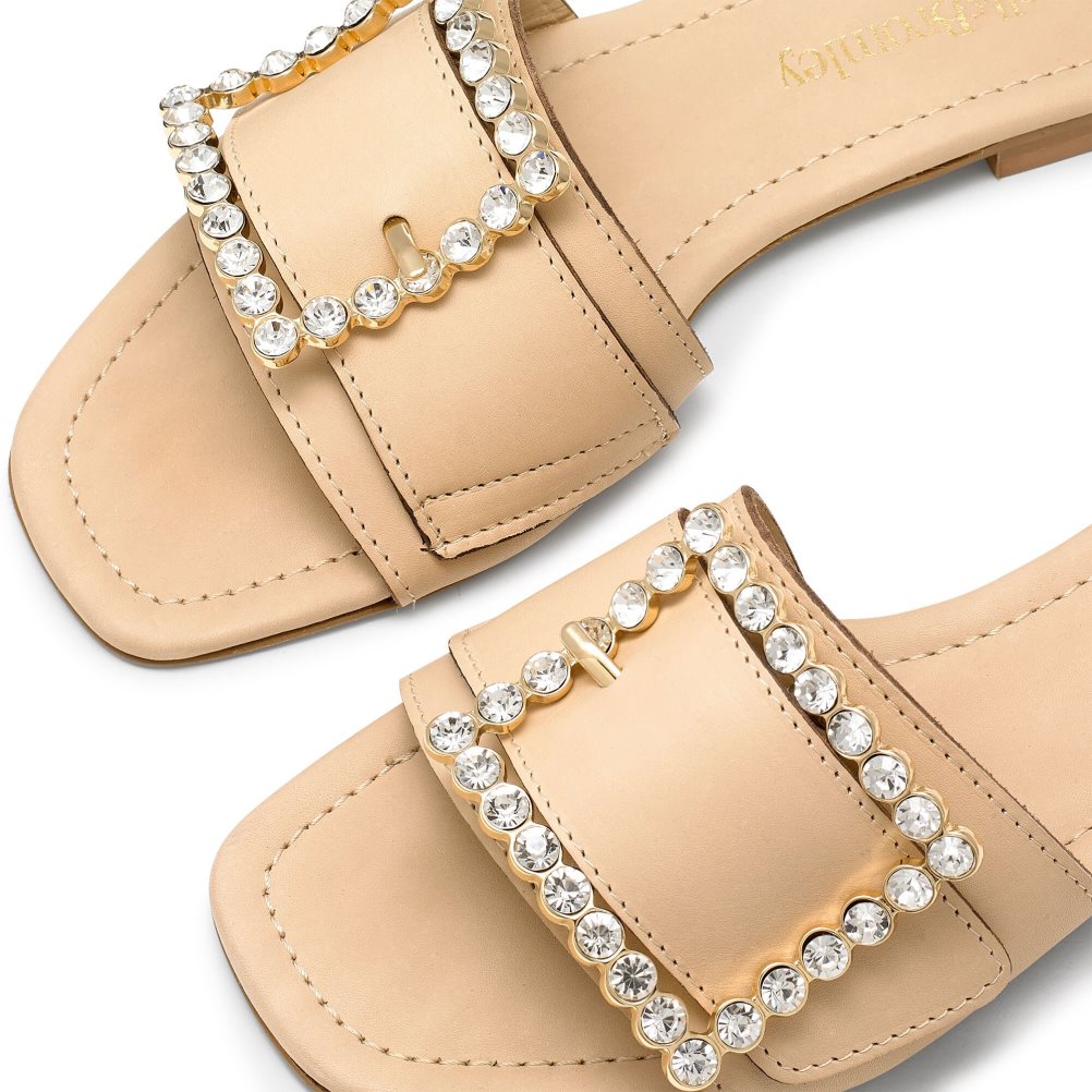 Russell And Bromley Cindy Jewelled Spenne Flate Sandaler Dame Lyse Brune | 021ROSDW