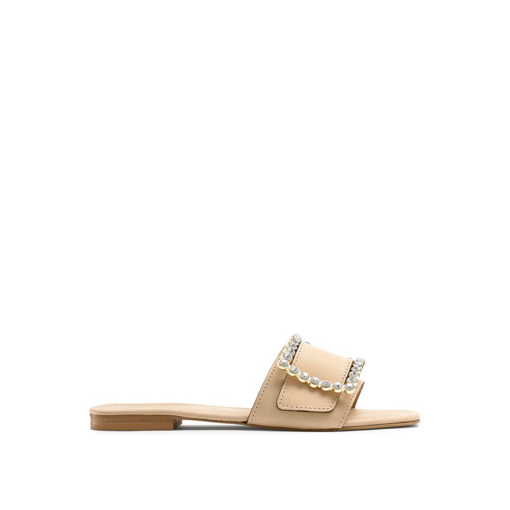 Russell And Bromley Cindy Jewelled Spenne Flate Sandaler Dame Lyse Brune | 021ROSDW