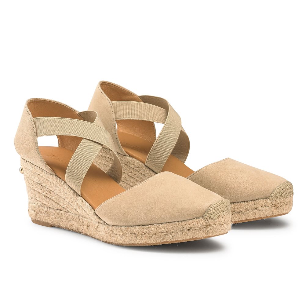 Russell And Bromley Coco-cross Elastic Espadrille Wedge Dame Lyse Brune | 316LNWDH