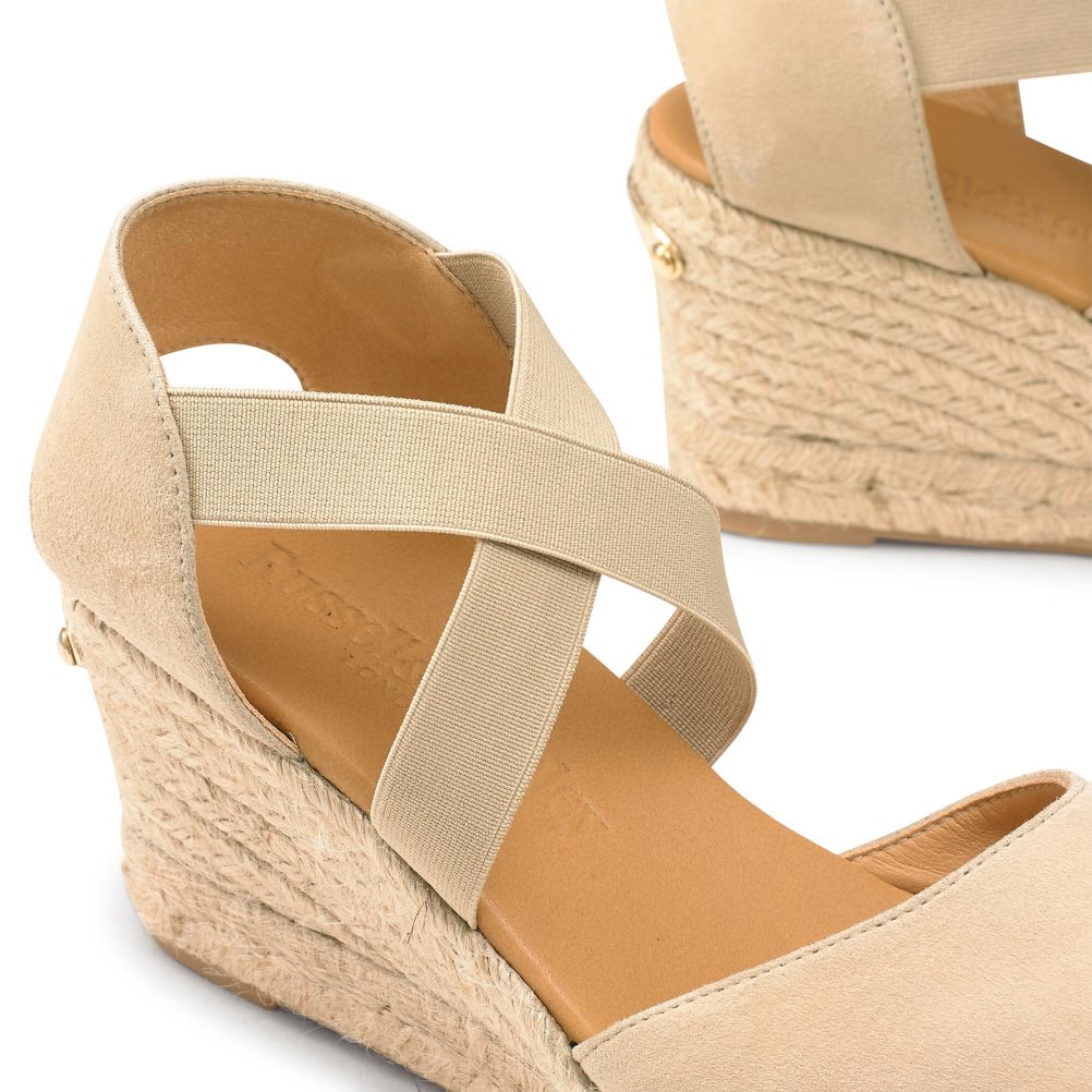 Russell And Bromley Coco-cross Elastic Espadrille Wedge Dame Lyse Brune | 316LNWDH