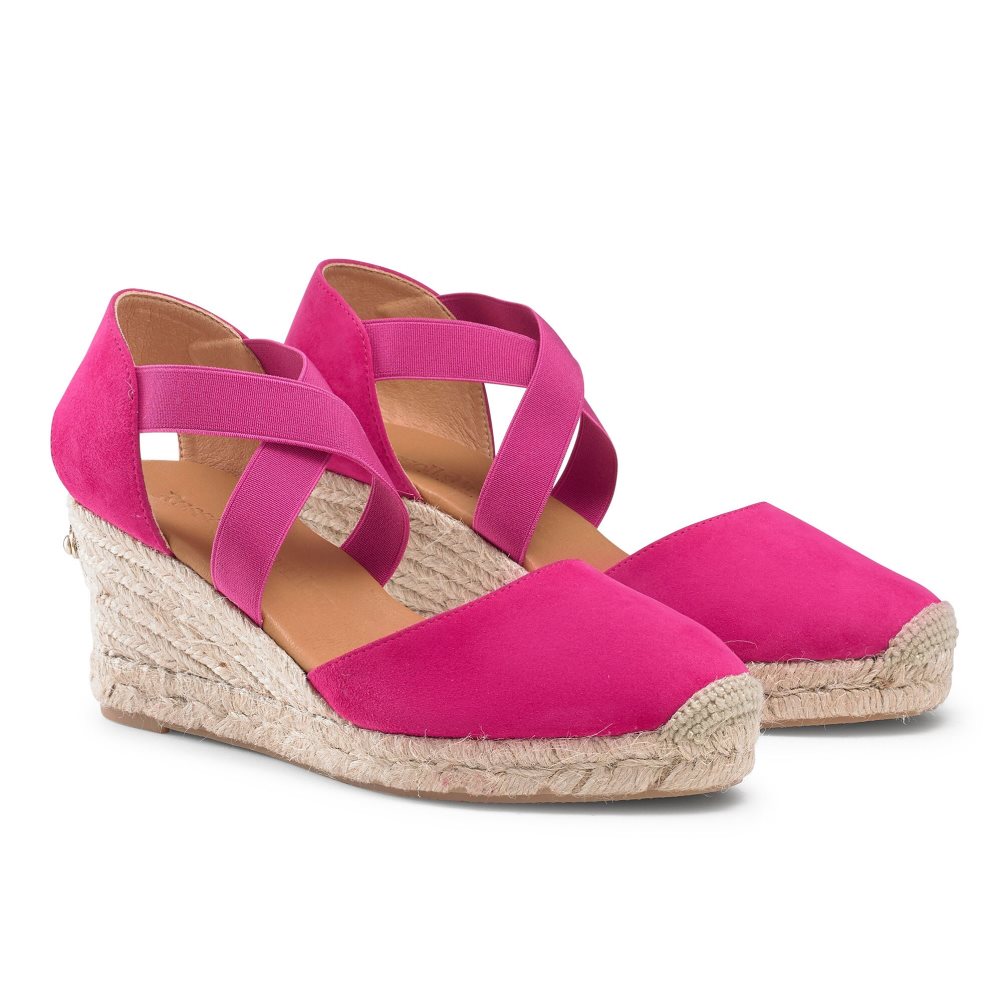 Russell And Bromley Coco-cross Elastic Espadrille Wedge Dame Rosa | 731BLZFN