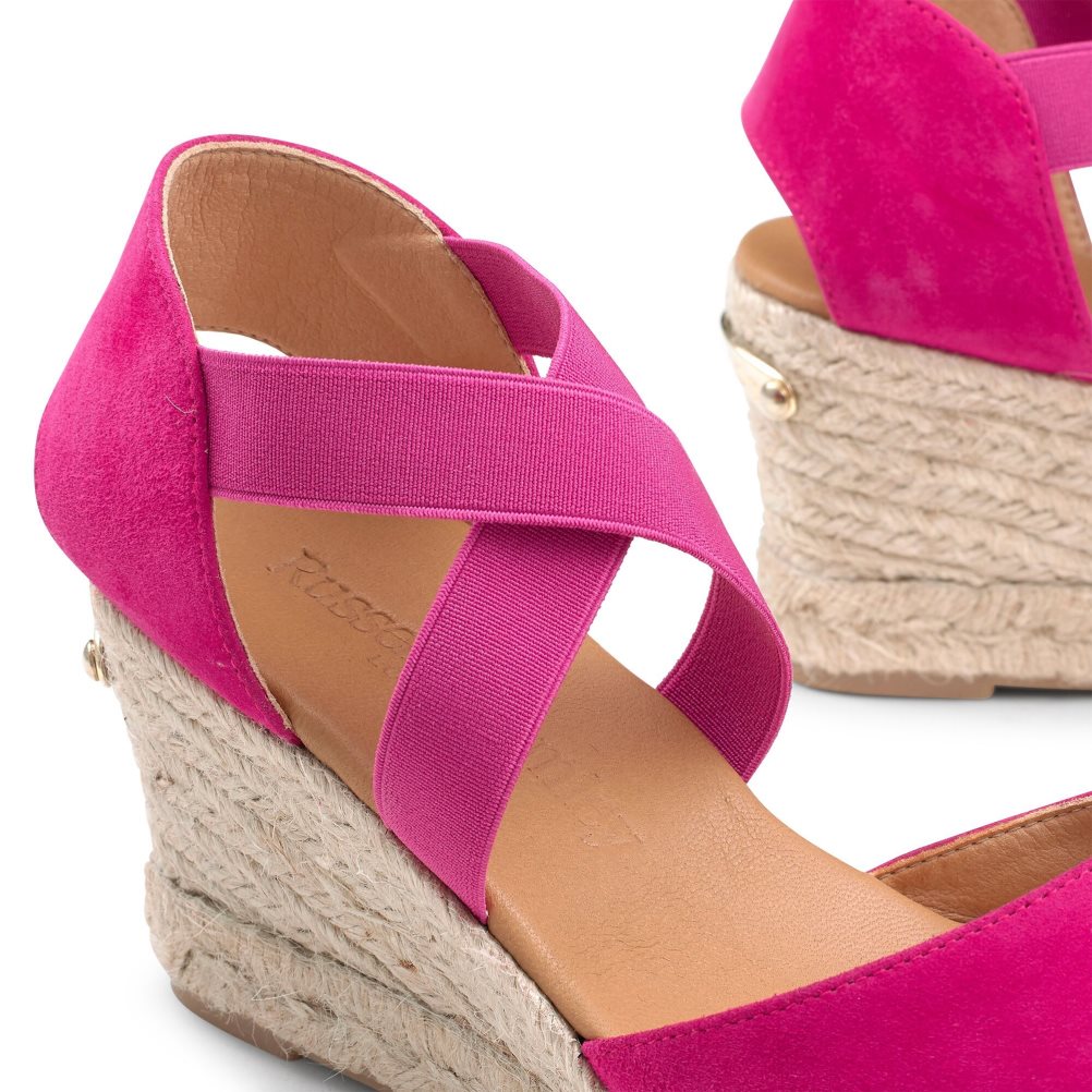 Russell And Bromley Coco-cross Elastic Espadrille Wedge Dame Rosa | 731BLZFN