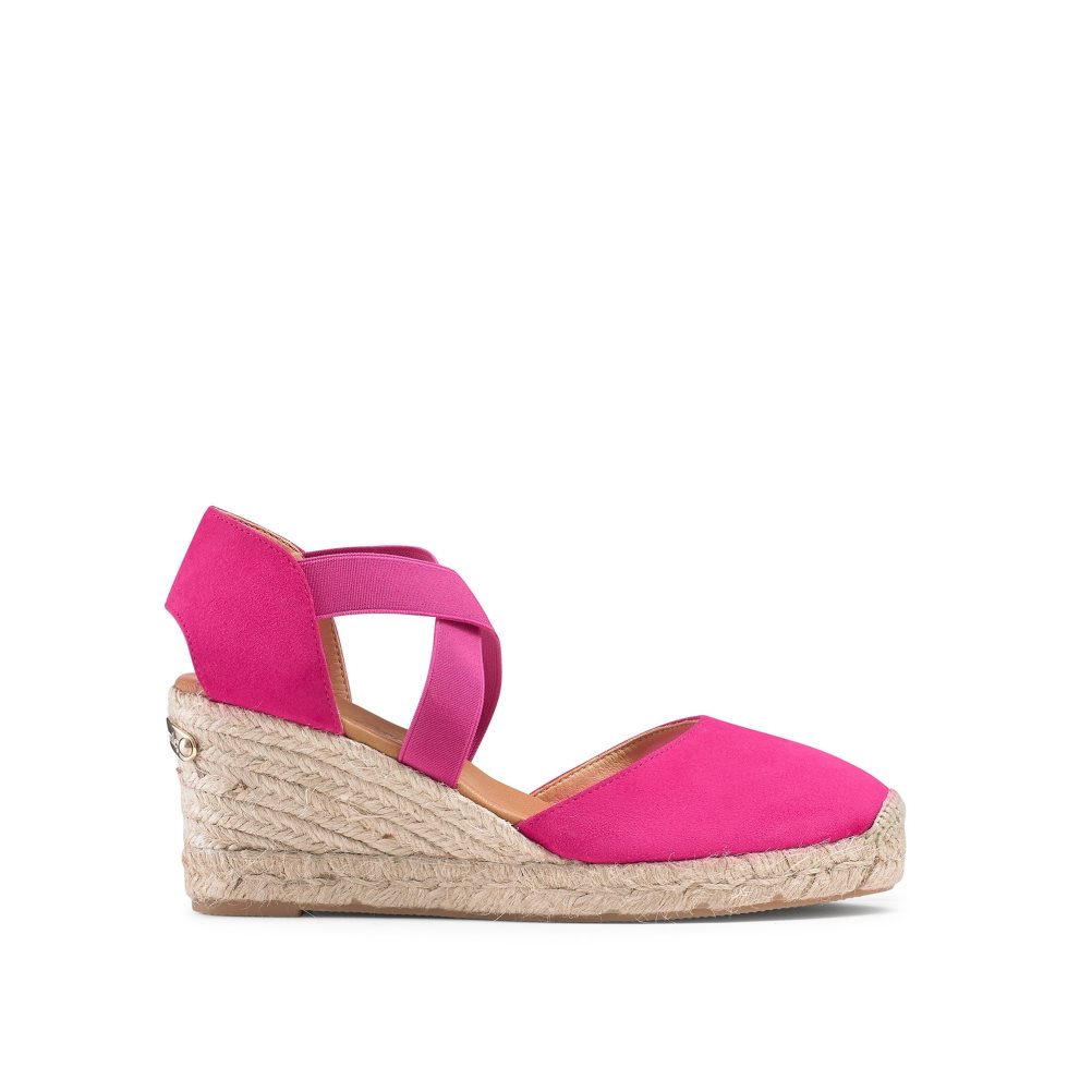 Russell And Bromley Coco-cross Elastic Espadrille Wedge Dame Rosa | 731BLZFN