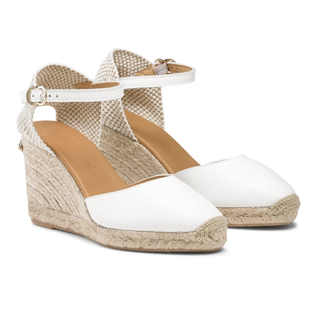 Russell And Bromley Coco-hi Espadrille Wedge Dame Hvite | 501NVLJB