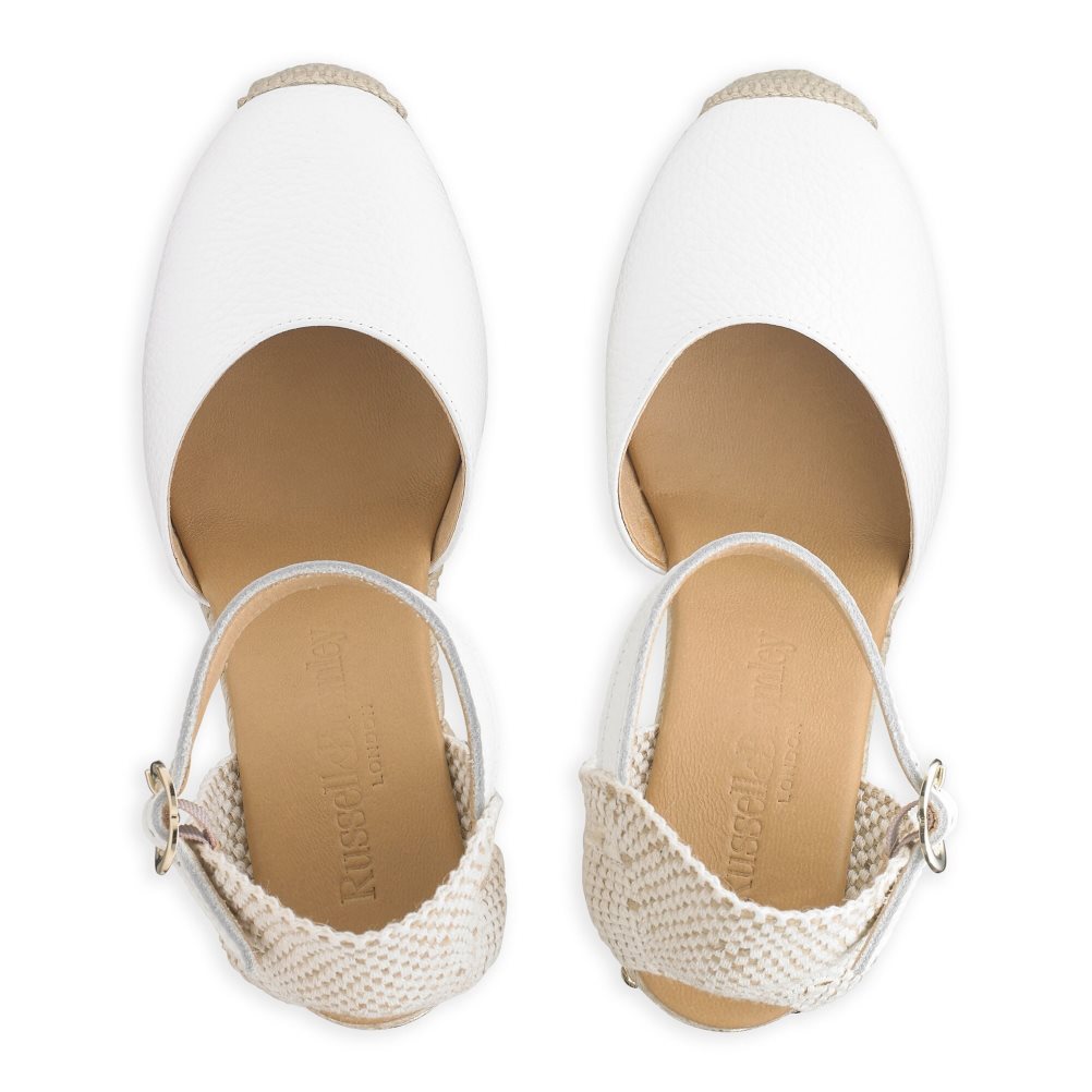 Russell And Bromley Coco-hi Espadrille Wedge Dame Hvite | 501NVLJB