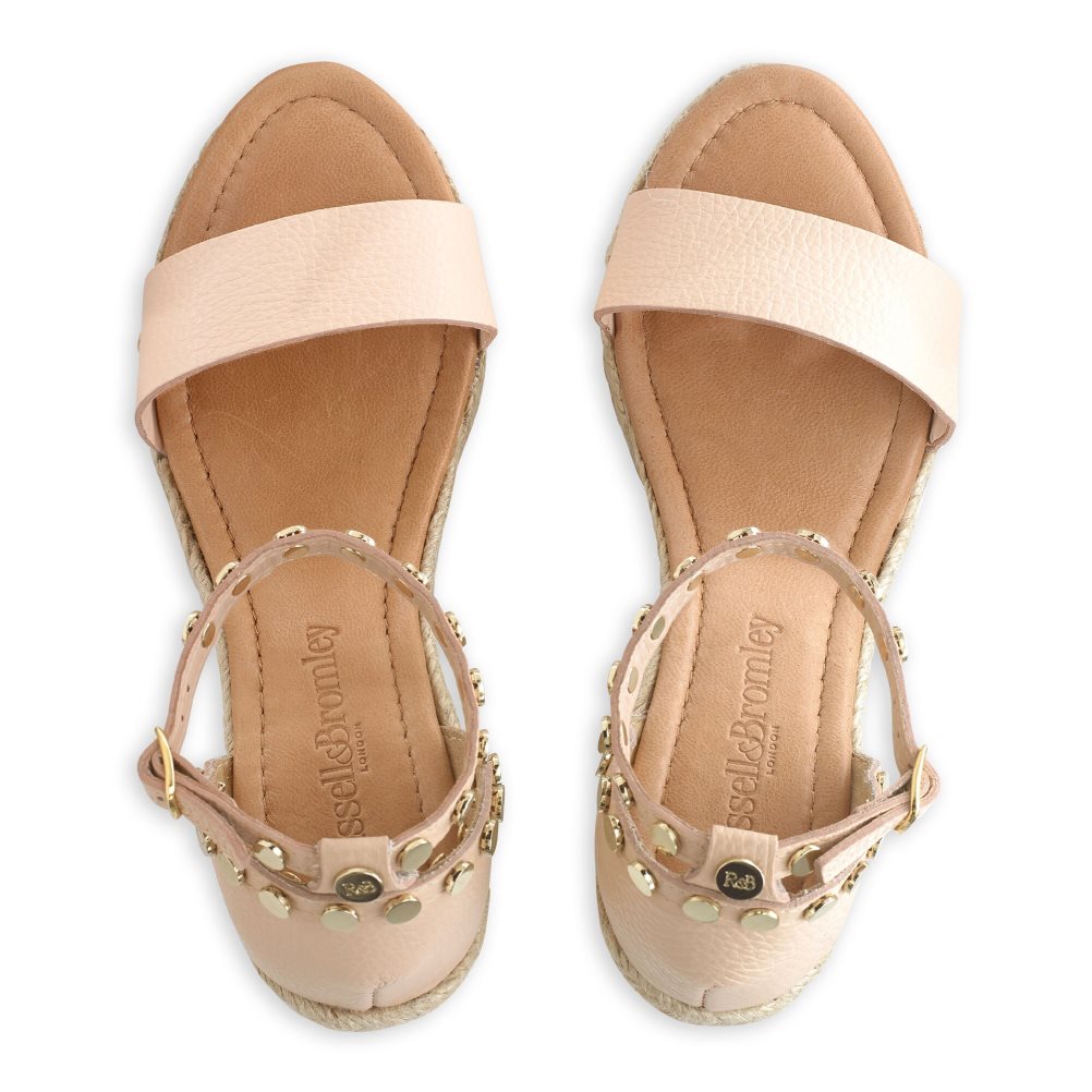 Russell And Bromley Coin Spin Stud Espadrille Wedge Dame Rosa | 539PJZHD