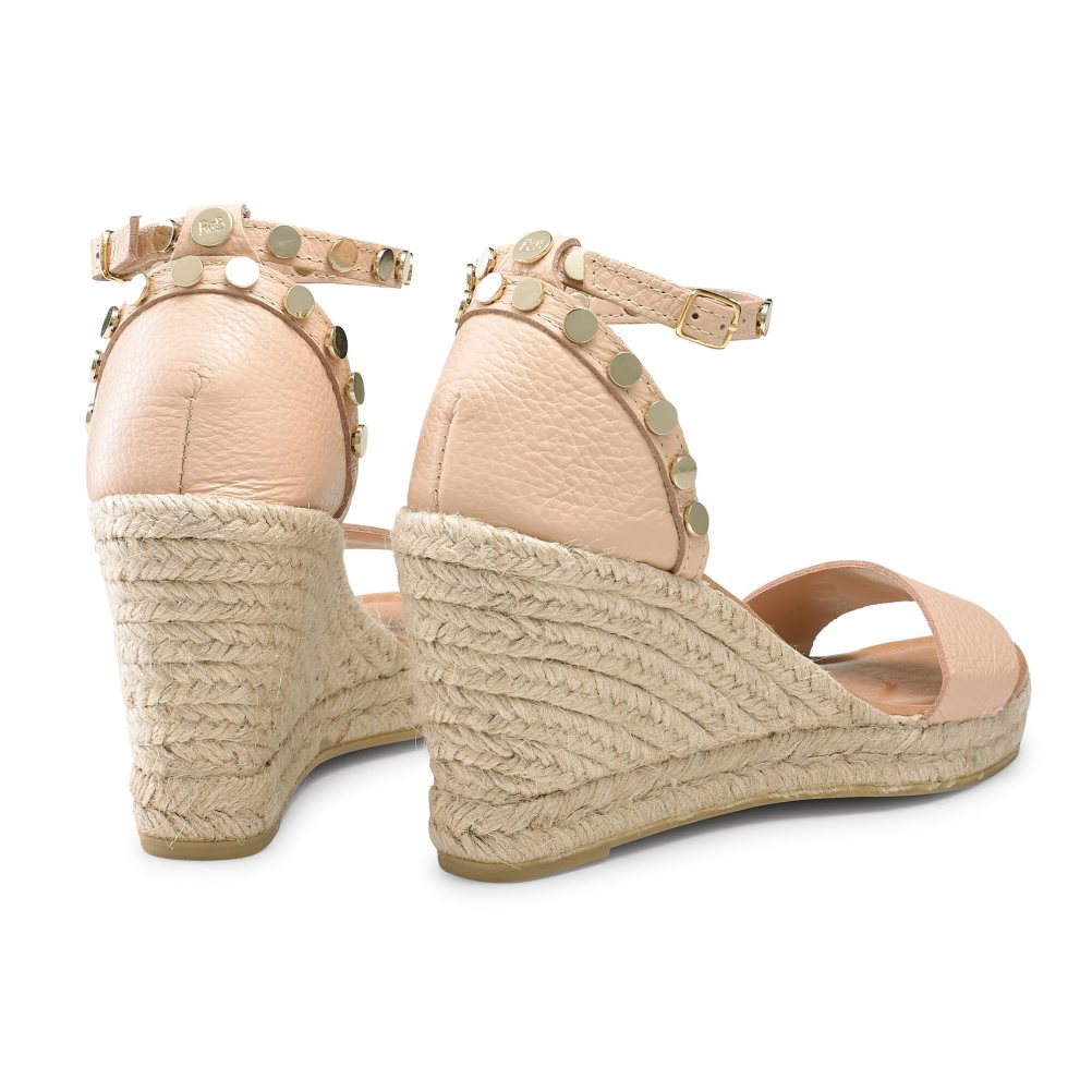 Russell And Bromley Coin Spin Stud Espadrille Wedge Dame Rosa | 539PJZHD