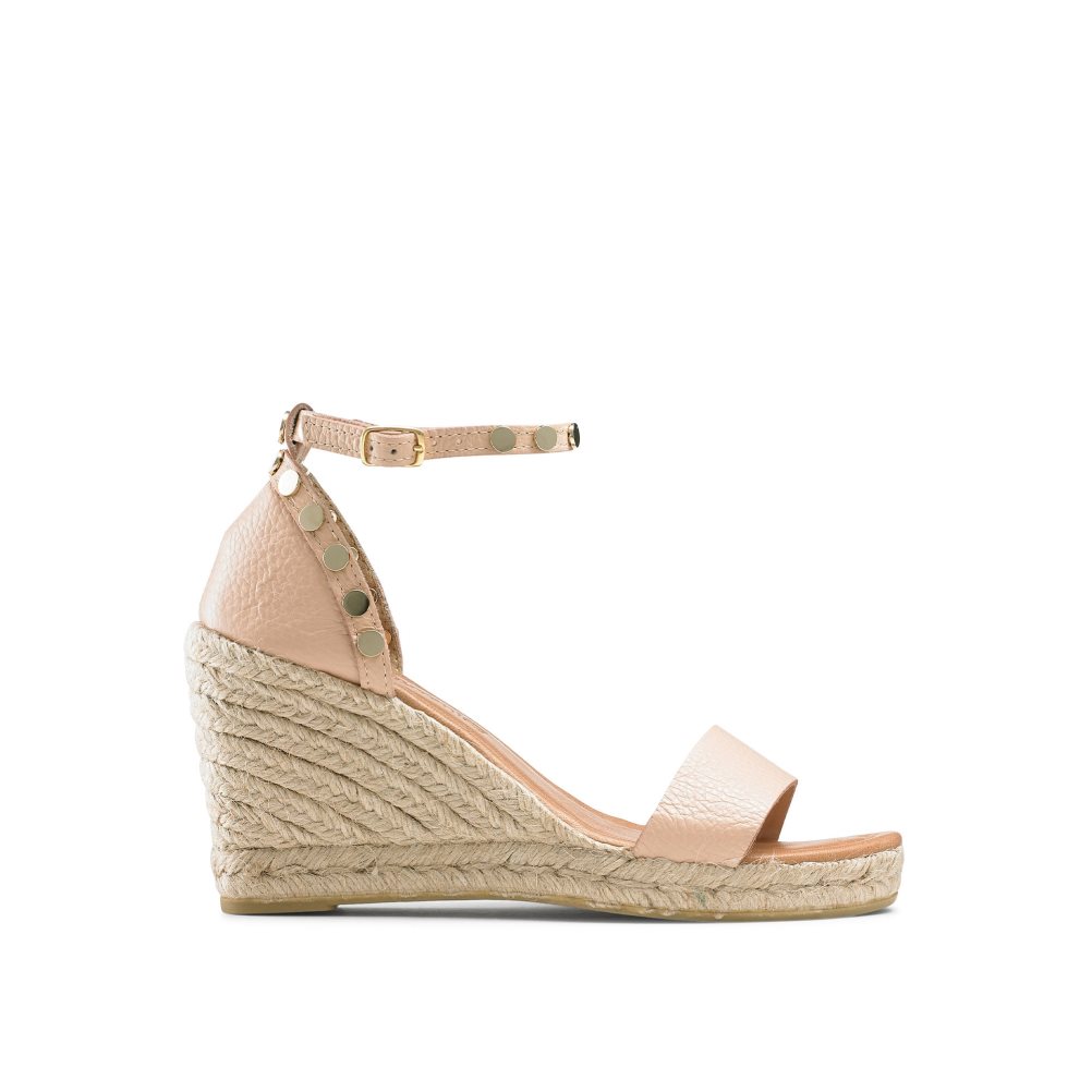 Russell And Bromley Coin Spin Stud Espadrille Wedge Dame Rosa | 539PJZHD