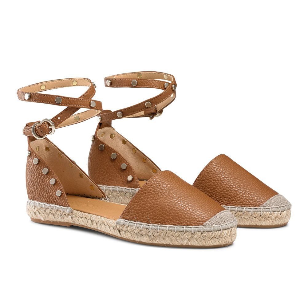 Russell And Bromley Coin Wrap Ankle Wrap Flate Sandaler Dame Brune | 465QUAMC