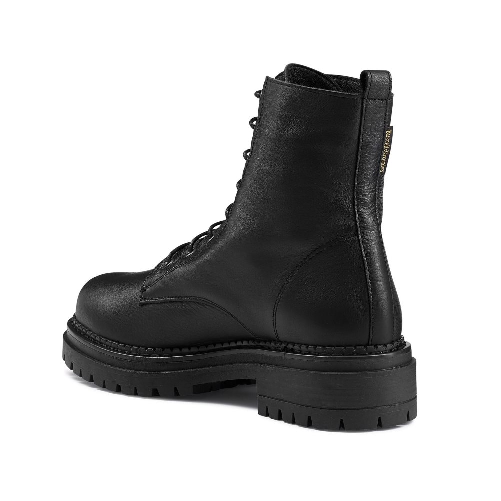 Russell And Bromley Combat 8 Eyelet Kampstøvler Dame Svarte | 432NQEBA