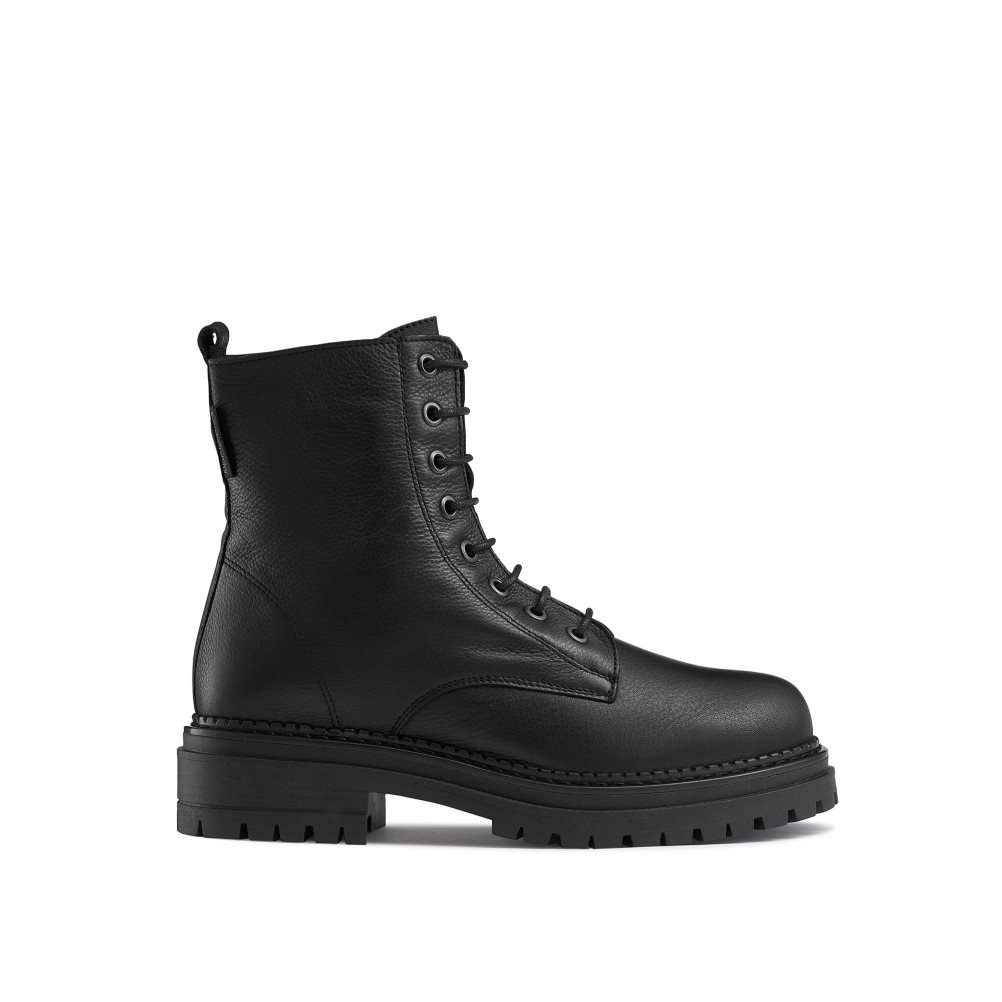 Russell And Bromley Combat 8 Eyelet Kampstøvler Dame Svarte | 432NQEBA