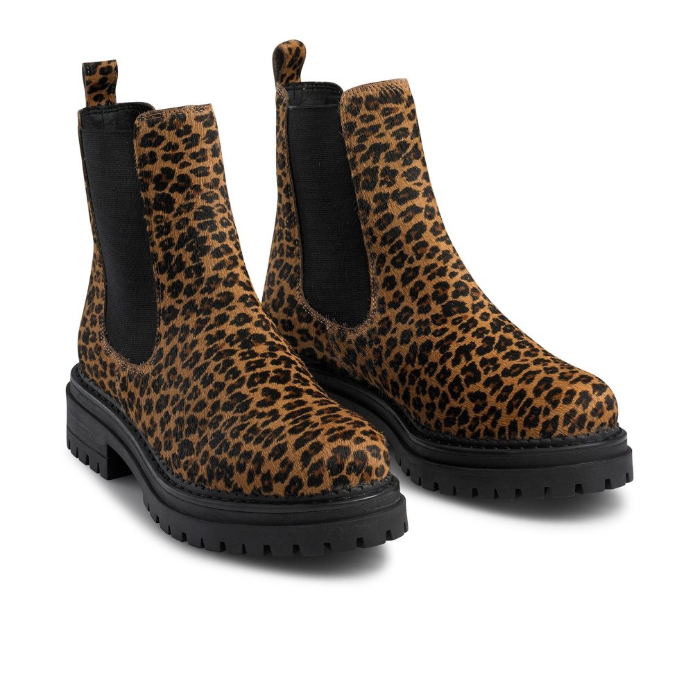 Russell And Bromley Company Combat Chelsea Støvler Dame Leopard | 234VAPKH