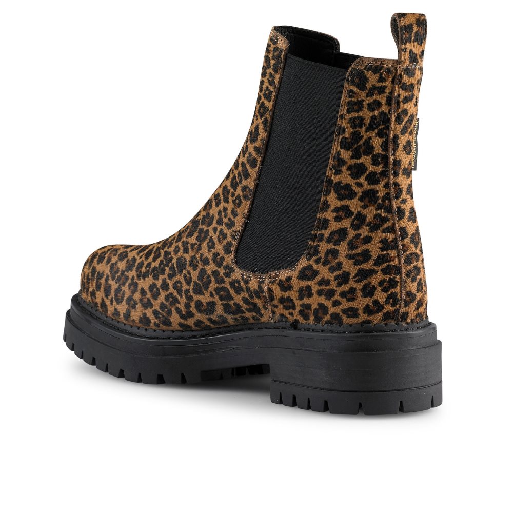 Russell And Bromley Company Combat Chelsea Støvler Dame Leopard | 234VAPKH