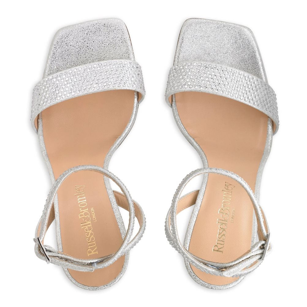 Russell And Bromley Cosmo+ Strappy Sandaler med Hæl Dame Sølv | 307PZHMV