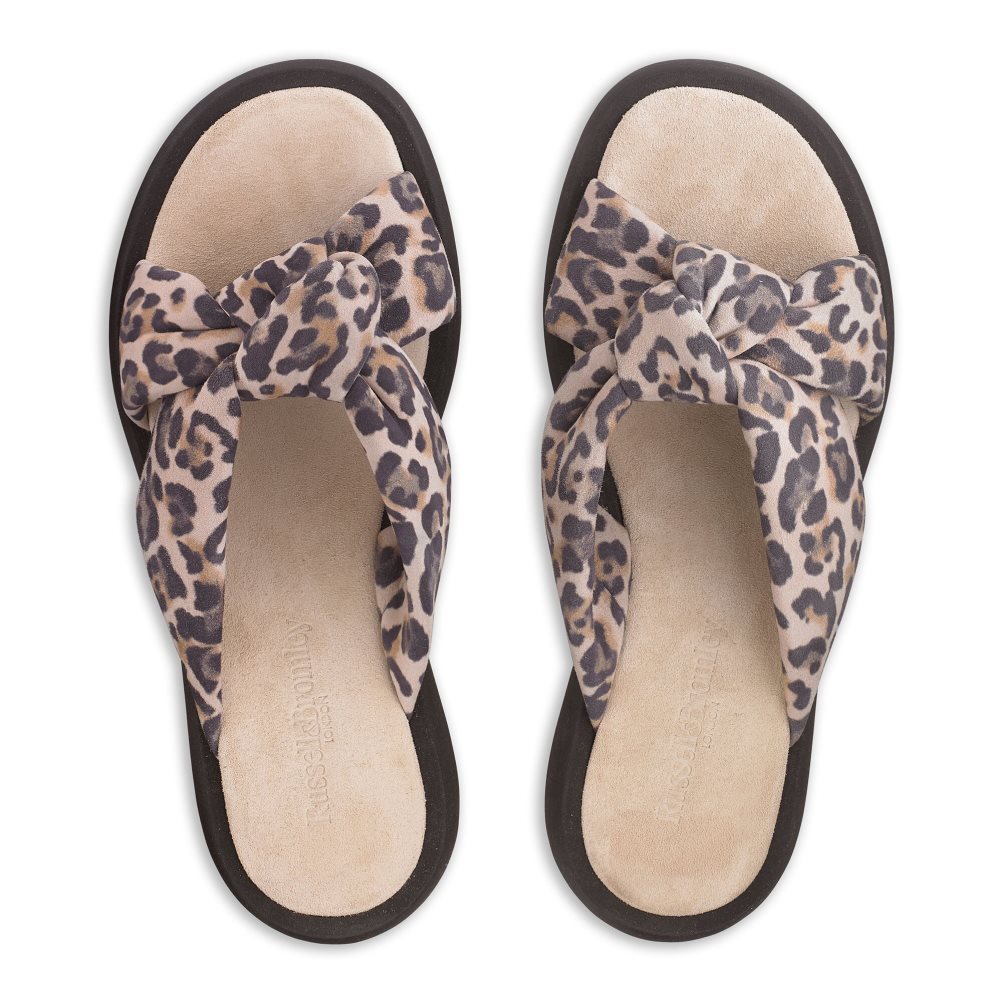 Russell And Bromley Dallas Knot Flate Sandaler Dame Leopard | 329DJCWO