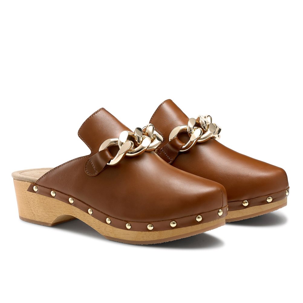 Russell And Bromley Dellabosco Chain Closed Tå Mules Sko Dame Brune | 580LIZUC