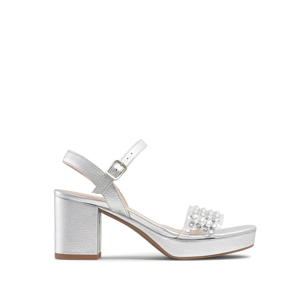 Russell And Bromley Discoqueen+ Platform Sandaler med Hæl Dame Sølv | 720RXYME