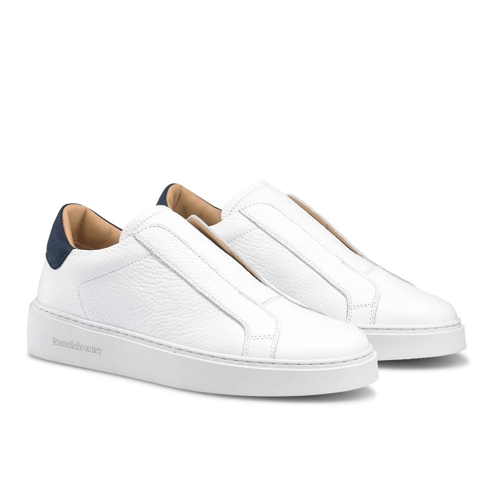 Russell And Bromley Dream Laceless Platform Sko Dame Hvite | 763YAEQF