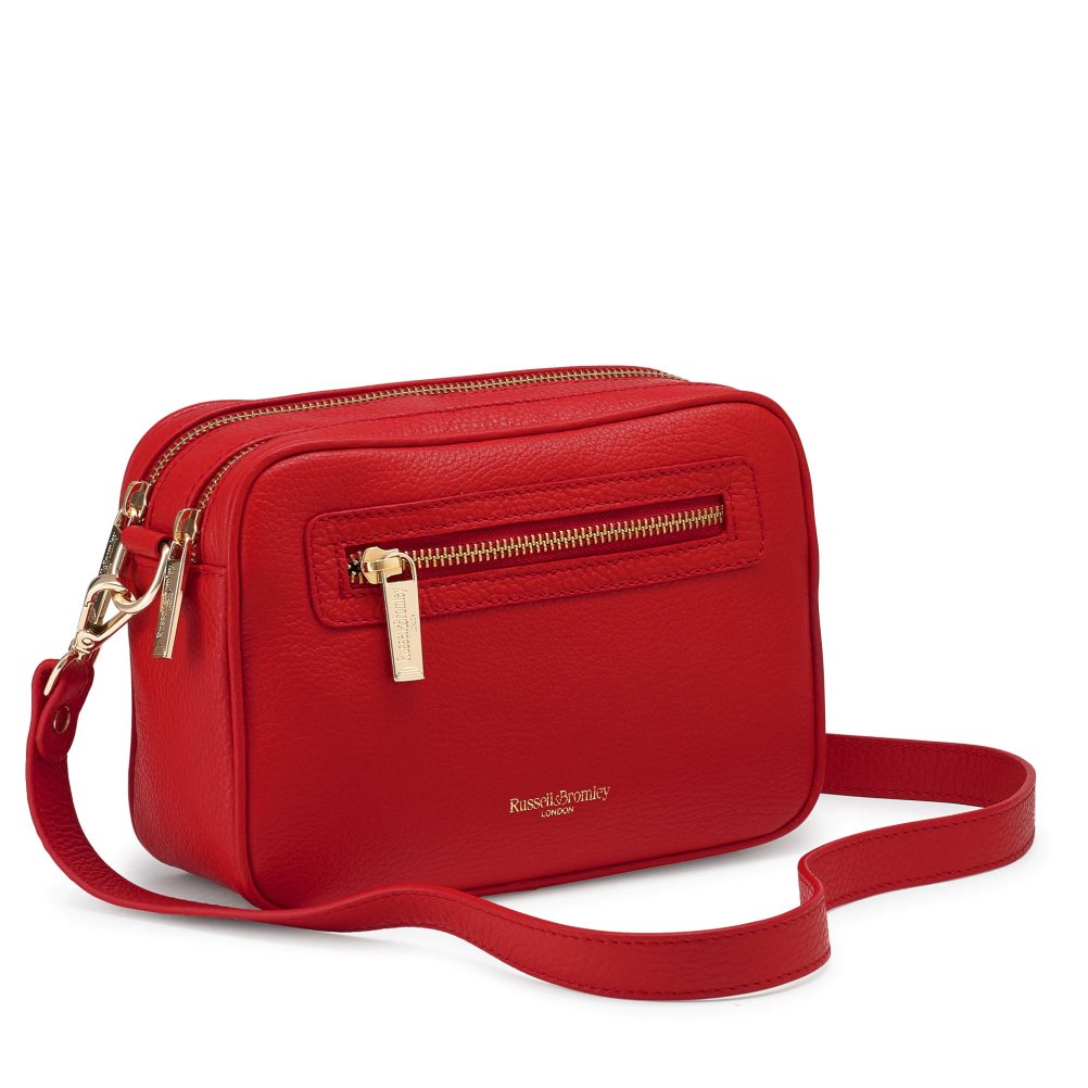 Russell And Bromley Dynamic Triple Zip Camera Crossbody Veske Dame Rød | 813AISDP