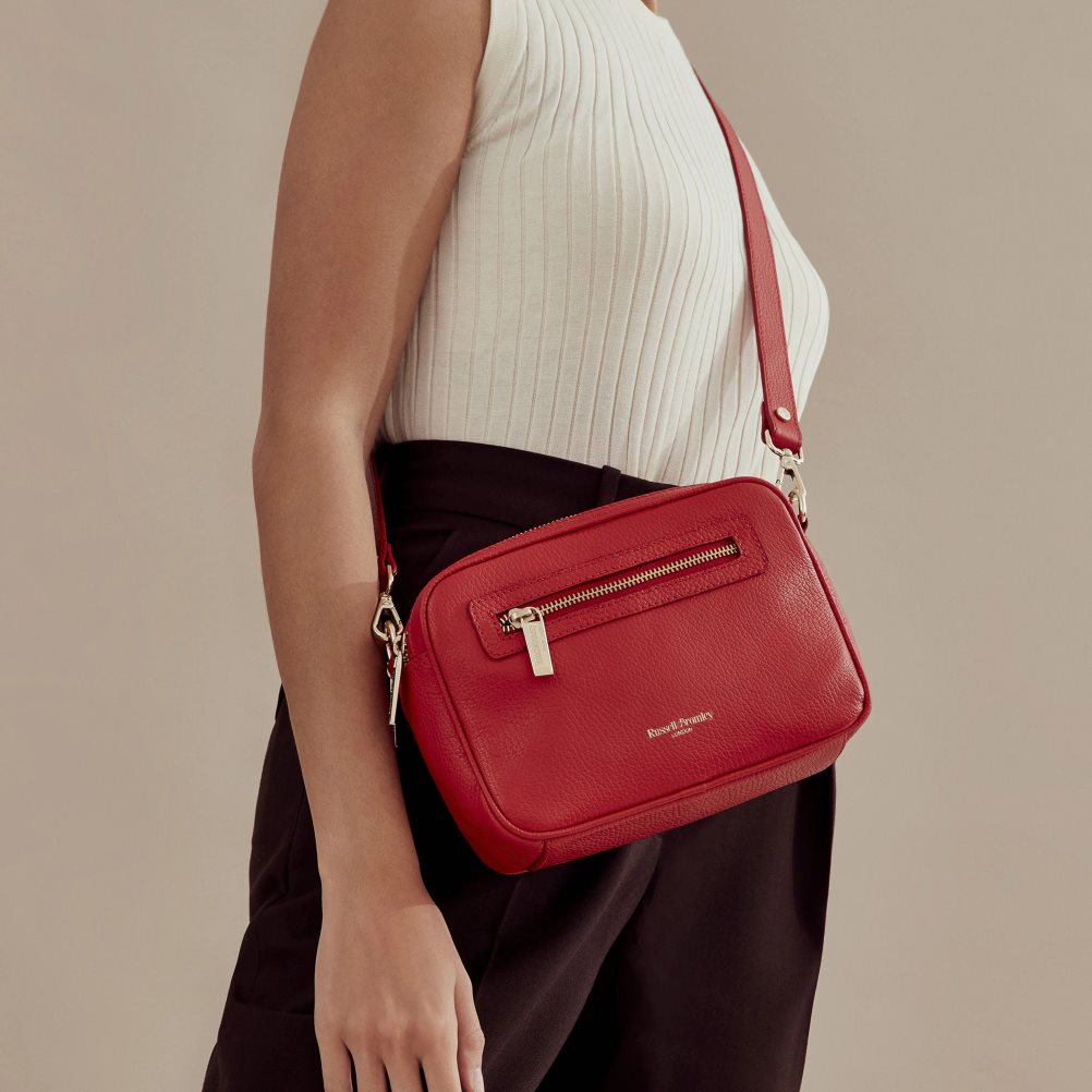 Russell And Bromley Dynamic Triple Zip Camera Crossbody Veske Dame Rød | 813AISDP