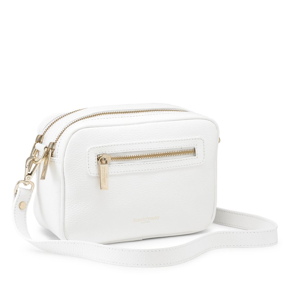 Russell And Bromley Dynamic Triple Zip Camera Crossbody Veske Dame Hvite | 915KLQEJ