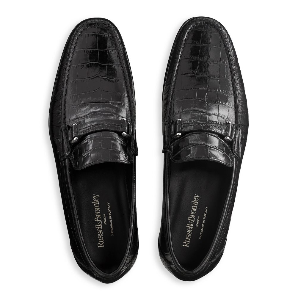 Russell And Bromley Elite Slip On Mokkasiner Herre Svarte | 852AXQKD