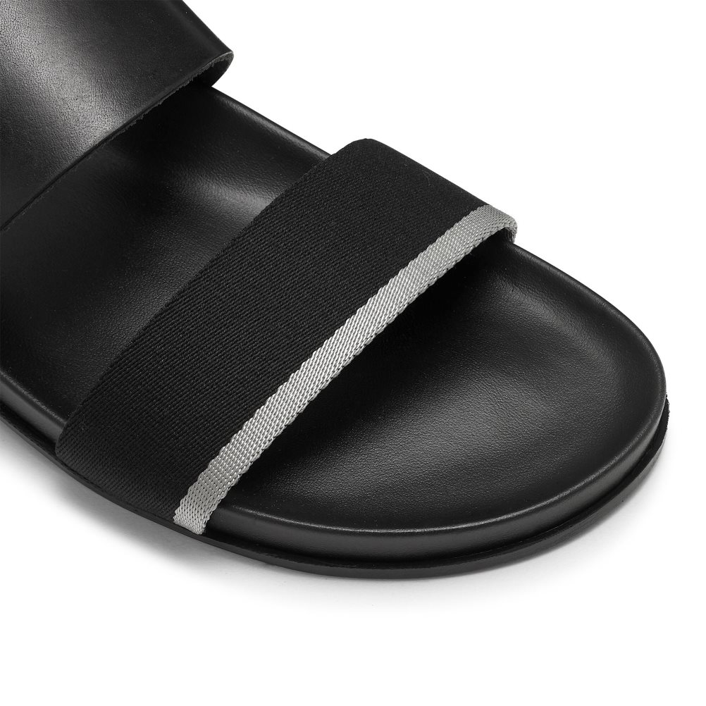 Russell And Bromley Fab Line Footbed Sandaler Herre Svarte | 823RVIWY